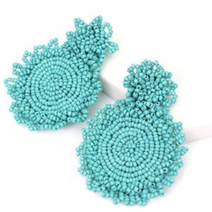 Teal / Blue Beaded Statement Earrings